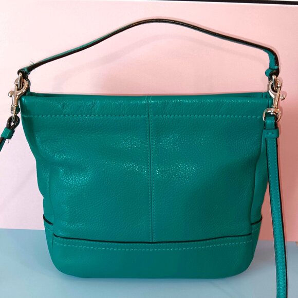 GORGEOUS COACH PARK Small Hobo Crossbody Bag Green Leather Retro Vintage - Picture 2 of 8